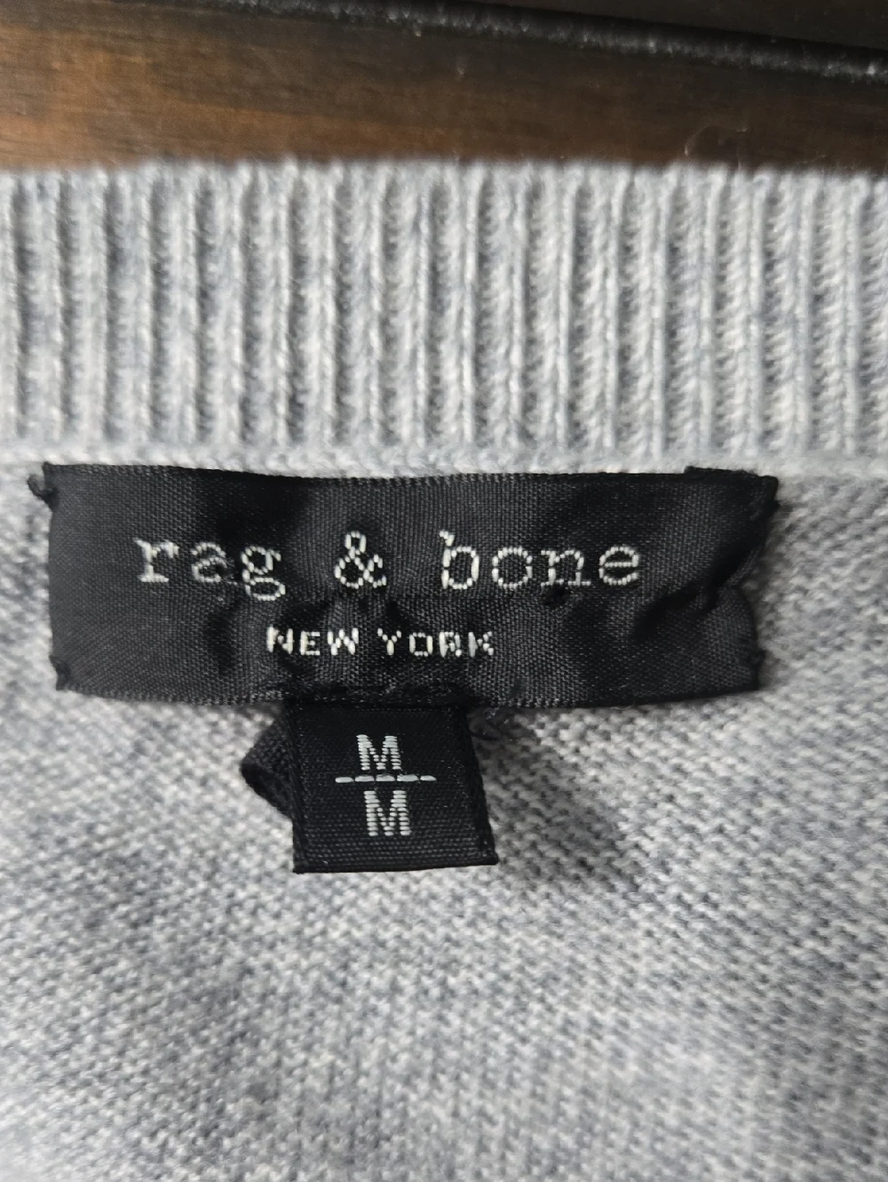 RAG & BONE Be Kind Reflective Light Gray Crewneck Sweater Striped Hem Sz MED - Picture 8 of 9